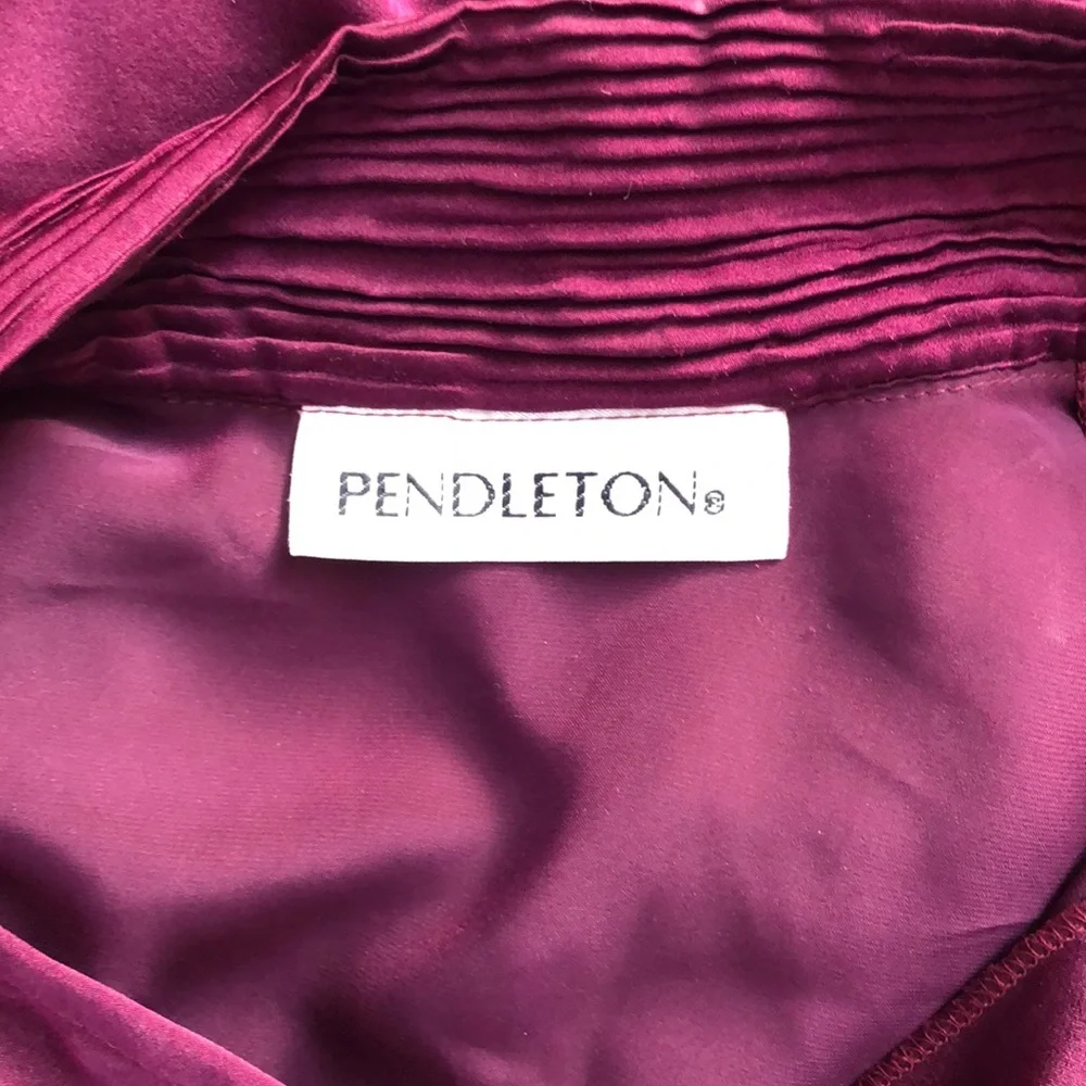 Vintage Pendleton Long Sleeve Button Down high collar raspberry Blouse 8 - Picture 11 of 12